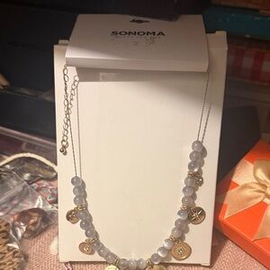 SONOMA Gray Beaded Necklace with Gold Charms